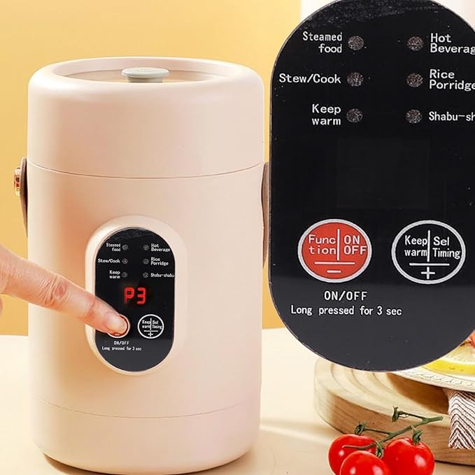 Mini Electric Cooker with Visual Lid Portable Stewing Cooking Pot for Rice Eggs Noodles Porridge (US Plug 110V)