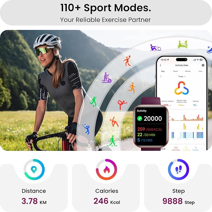 Smart Watch for Women Men, Smartwatch Compatible iPhone/Android/Samsung (Answer/Make Call, Alexa Built-in), Smart Watches with Health Monitor, Activities Track, 3ATM Waterproof Fitness Watch-Purple