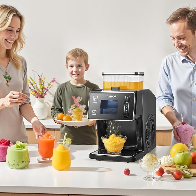 VEVOR Snowflake Ice Machine, 44LBS/24H Snowflake Ice Maker, Ice Shaver Machine with Stainless Steel Blade, Electric Snow Cone Maker with 0.2 Gal Tank, 60S Fast Pre-Cooling, for Home & Small Gatherings