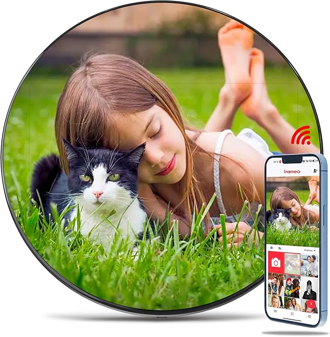 Frameo Digital Picture Frames WiFi Digital Photo Frame 10.1 Inch Smart Mirror IPS HD Touch Screen, 32GB, Easily Share Photos/Videos Through The Frameo APP, Decorating a House is Also a Great Gift
