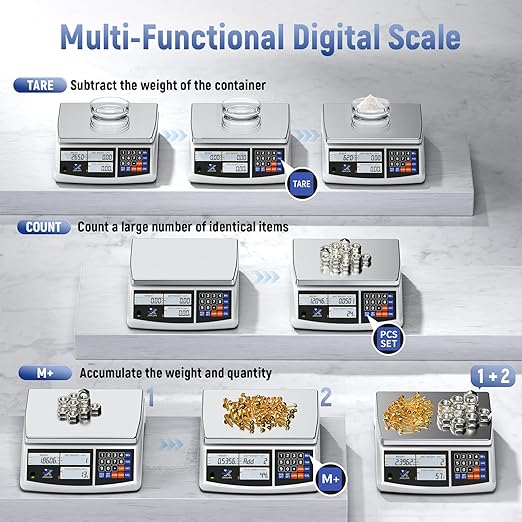 Industrial Counting Scale 40kg/88lb x 1g Precision Bench Scale Digital Inventory Counting Weight Scale for Small Parts and Coins, Electronic Gram Scale with Batteries/AC Power, lb/g/kg/oz