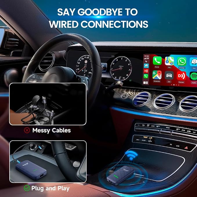 Carlinkit 4.0 Wireless Android Auto & CarPlay Adapter, Convert Wired carplay to Wireless carplay and Wireless Android auto,Plug & Play for Factory Wired Caplay Cars, Fast Connection