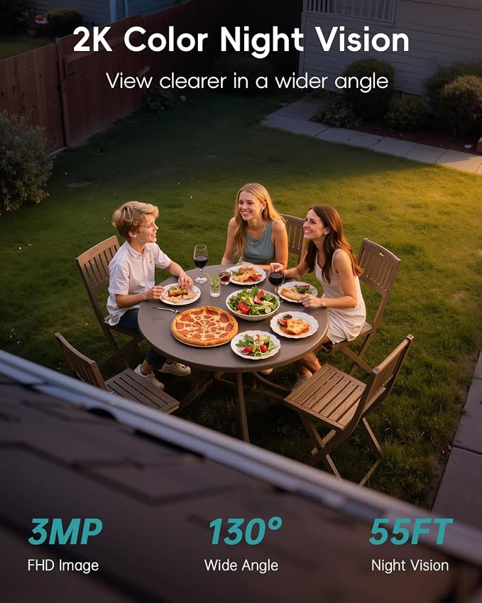 ZUMIMALL Solar Security Cameras Wireless Outdoor, 2K Camera for Home Security with 3MP Color Night Vision, 2.4GHz WiFi, 2-Way Talk, Spotlight & Siren, IP66 Weatherproof, Compatible with Alexa