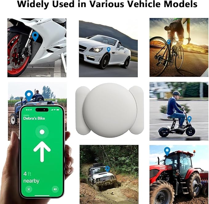 GPS Tracker for Vehicles,Real Time Car GPS Tracker Work with Apple Find My(iOS Only),No Monthly Fee Mini Hidden Car Tracker with Magnetic Case (White,1PCS)