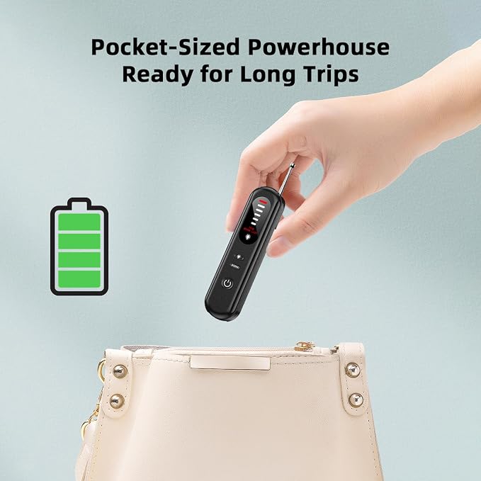 Anti-Spy Hidden Camera Detector 6-in-1, GPS Tracker & Bug Detector, RF Signal Scanner, Rechargeable Privacy Protector for Travel, Hotel, Home, Office & Car (Black)