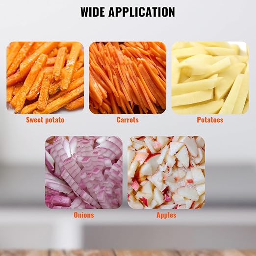 VEVOR Commercial Vegetable Fruit Chopper 1/4" Blade Heavy Duty Professional Food Dicer Kattex French Fry Cutter Onion Slicer Stainless Steel for Peppers Potato Mushroom