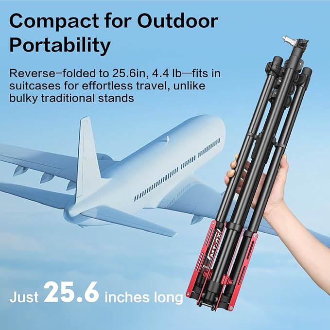 FreeSea Light Stand Photography - 1.4in(36mm) Oversized Tubes Heavy Duty Stand, Aluminum Alloy Construction, 106in Tall Tripod with Flip-Lock & Gas Spring, Holds Softboxes/Ring Lights up to 5KG