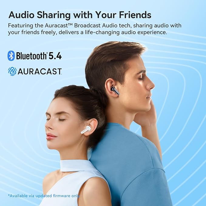 EarFun Air Pro 4 Adaptive Hybrid Noise Canceling Wireless Earbuds, Qualcomm Snapdragon Sound, aptX Lossless, 6 Mics AI CVC 8.0 Call, LDAC Hi-Res Audio, 52H Playtime, Bluetooth 5.4 (Glossy White)