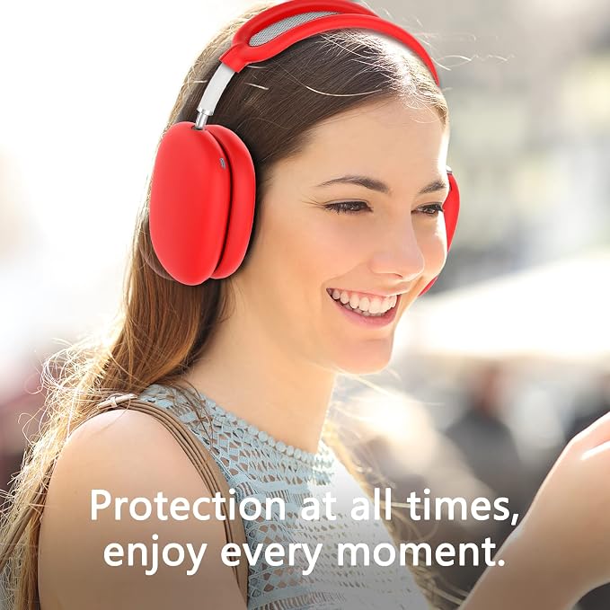 Silicone Case Cover for AirPods Max Headphones, Ear Pad Case Cover/Ear Cups Cover/Headband Cover for AirPods Max 2/1 (2026/2024/2020)(USB-C/Lightning),Silicone Accessories for Apple AirPods Max 2, Red