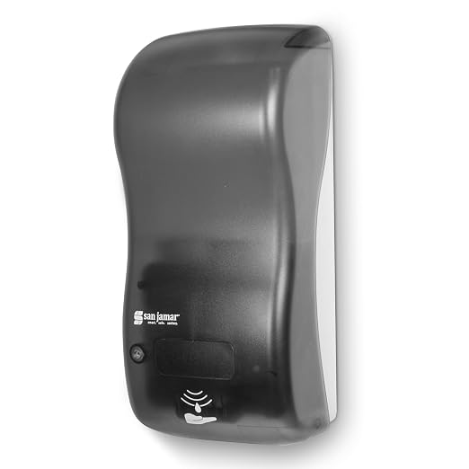 San Jamar Classic Rely Hybrid Electronic Liquid and Lotion Soap Dispenser Hand Sanitizer Dispenser for Bathroom, Kitchen, Restrooms, and Restaurants, Plastic, 900 Ml, Black Pearl