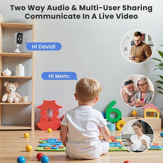 Wireless Outdoor Security Camera, 2.4G WiFi, Battery & Solar Powered, Magnetic Mount, AI Human Detection, Free 7-Day Cloud/SD, 2K, Night Vision, Siren, 2-Way Talk, IP65