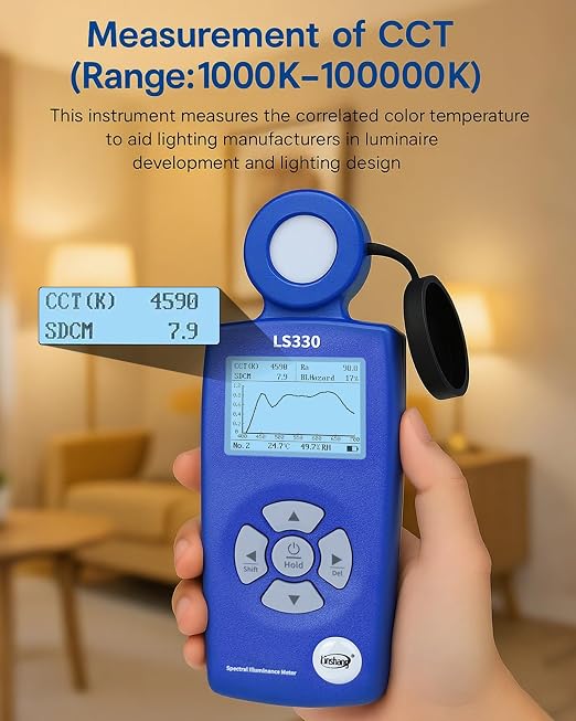 Spectrometer PAR Meter, Digital Light Meter High-Precision (0-1,000,000 Lux), Measures Lux/CCT/CRI/UV/Spectral Curve for Plants, Greenhouse, Photography 400-700nm