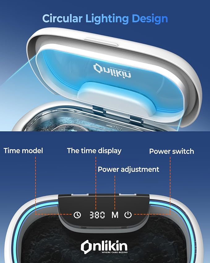 45KHz Ultrasonic Jewelry Cleaner, 5 Timer & 3 Power Modes, 35W Retainer Cleaner for Jewelry, Eyeglasses, Rings, Watch Strap, Dentures - Quiet <38dB, 20oz, 304 Stainless Steel (Ceramic White)