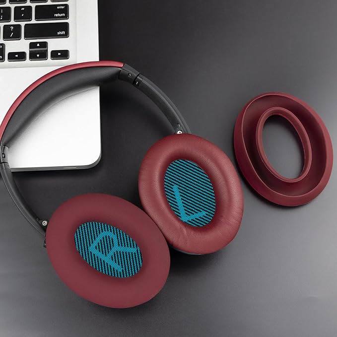 SOULWIT Replacement Kit for Bose QuietComfort 25 (QC25), Ear Pads Cushions + Headband + Earpads Cover - Burgundy