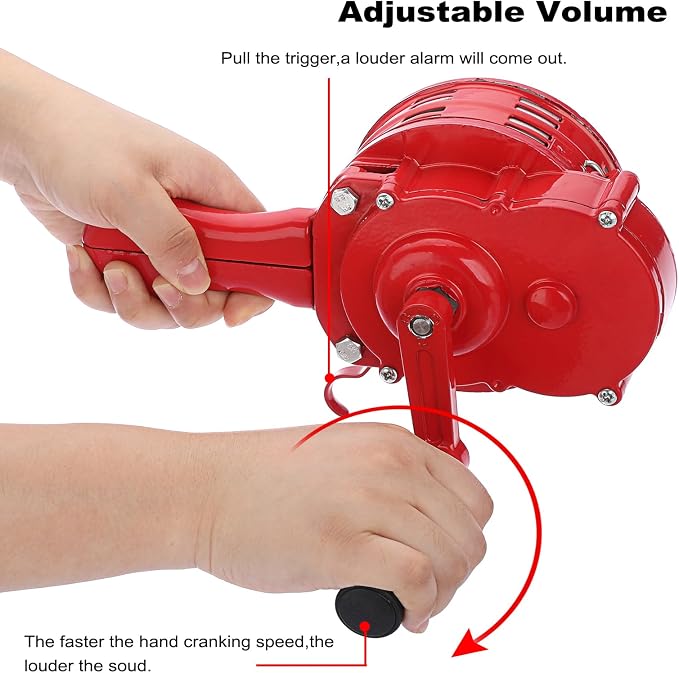 Sumnacon Hand Crank Siren Manual Operated Air Raid Siren with Foldable Handle for Sporting Events, Emergency Sturdy Waterproof Aluminum Alloy Tornado Sirens Portable Loud Volume Emergency Sirens, Red