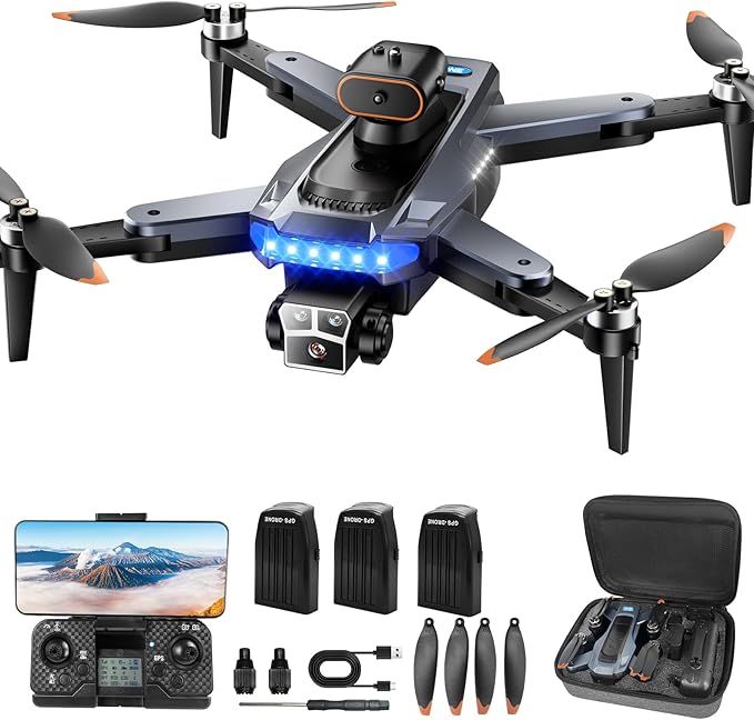 Drones with Camera for Adults 4K, GPS Follow Me Drone That Follows You, Under 249g Foldable Mini Drone with Brushless Motor, Obstacle Alert, 3 Batteries 54 Mins Flight - HYTOBP P17(Age 14+,Black)