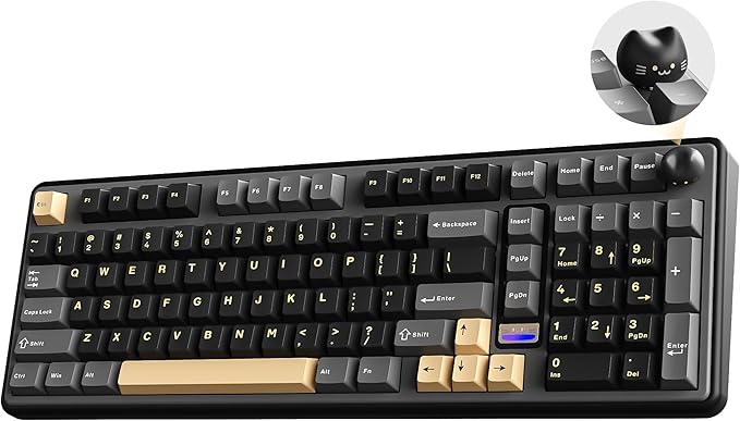 YUNZII B98 PRO QMK/VIA Wireless Mechanical Gaming Keyboard,96% Layout with Numpad and Cute Cat Knob, BT/2.4G/USB-C,Linear Switch Hot Swap Gasket,RGB for Win/Mac (Black, Milk V2 Linear Switch)