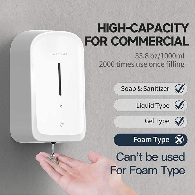 JETWELL Automatic Touch-Less Wall Mount Soap Dispenser and Multifold Paper Towel Dispenser White