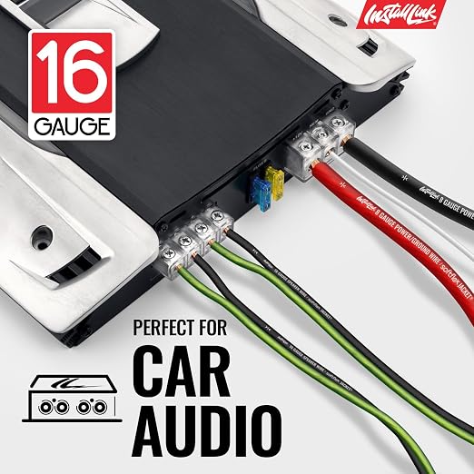 Install Link 16 AWG Gauge Speaker Wire Cable (250 Feet) Stereo, Car or Home Theater, CCA