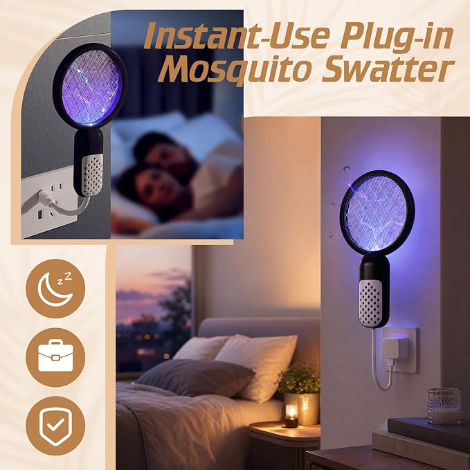 12 Pcs Mini Electric Mosquito Swatter Plug-and-Play USB Bug Attracting Lamp Portable Mosquito Killer Lamp UV Insect Trap Safety Net for Outdoor Gnats, Moths, Fruit Flies (Classic Colors)