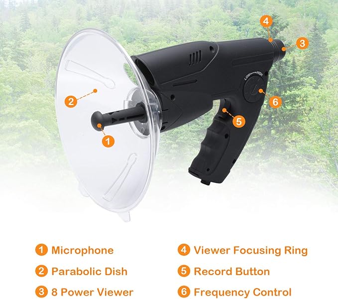 Podoy Bird Observing Listening Recording Device, Listening Device, Electronic Digital Device Sound Amplifier, Digital Recording Device Include Headphone, Visible Range Upto 300ft Long Range