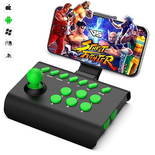 arVin Arcade Fight Stick Joystick Game Controller for iPhone iOS Android PC Fighting Stick for Nintendo Switch/PS3/PS4 Arcade Rocker Gamepad with Turbo & Marco for Emulators/Cloud/PS Remote Play/Steam