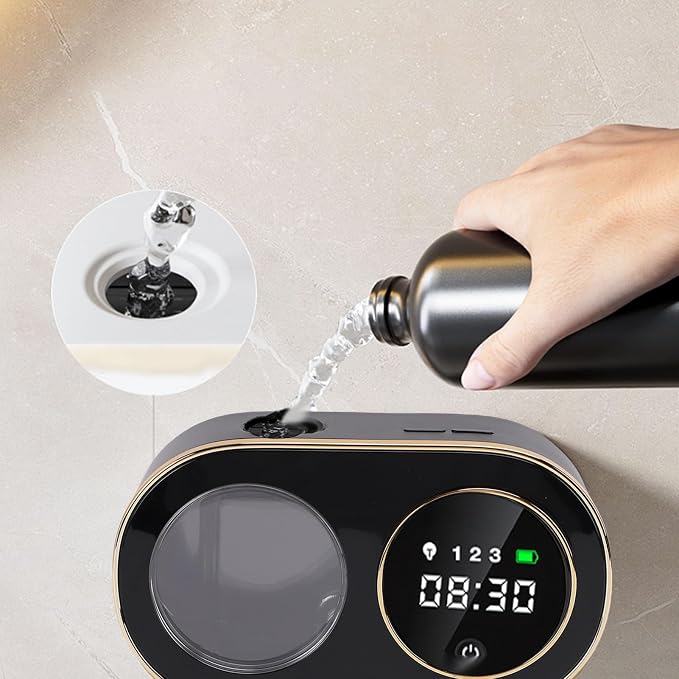 Zunate Automatic Foaming Hand Soap Dispenser, 320ml Wall Mount Rechargeable Touchless Liquid Soap Dispenser with Smart Sensor for Bathroom Kitchen Hotel (Black)