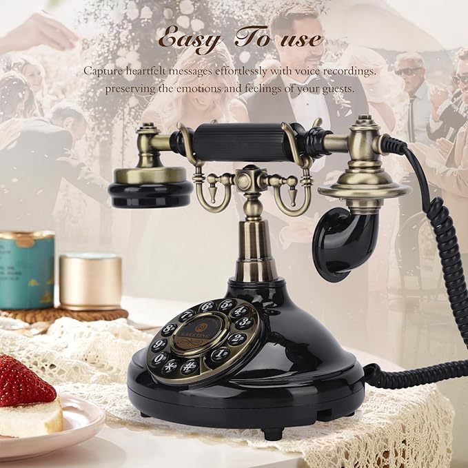 Black Audio Guestbook, Vintage Wedding Guestbook Alternative, Polaroid Audio Phone Guest Book for Wedding, Baby Shower, Retirement, Graduation, Birthday Party & More!