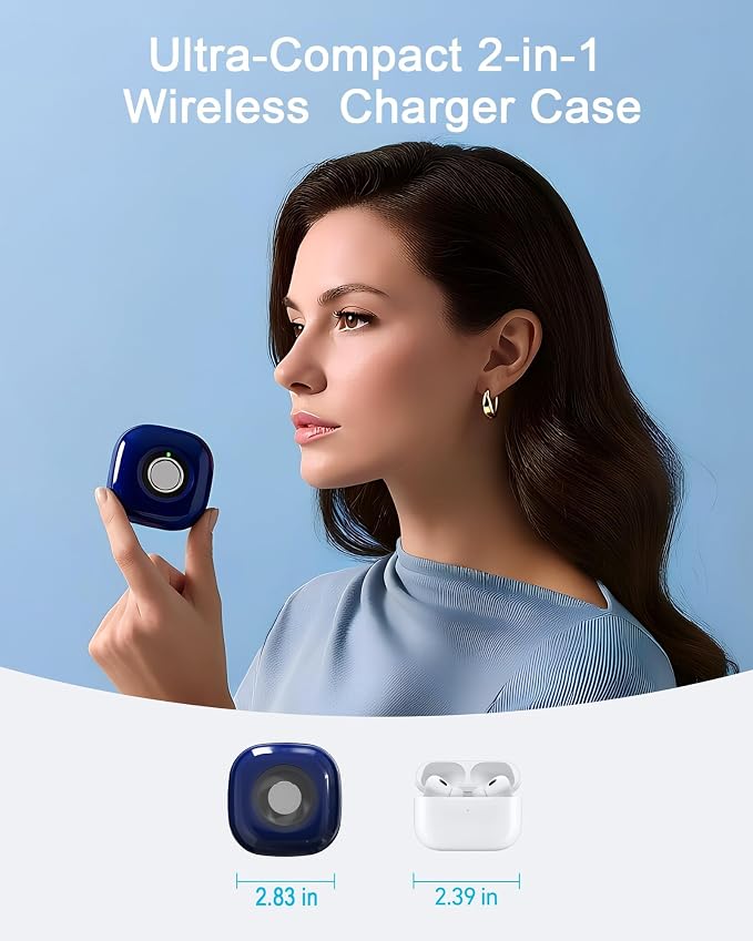 Portable Charging Case Compatible with Oura Ring 4 Charger, Fits All-Sized Ring Gen 4, Up to 10 Ring Charges,Blue (Official Charger NOT Included)