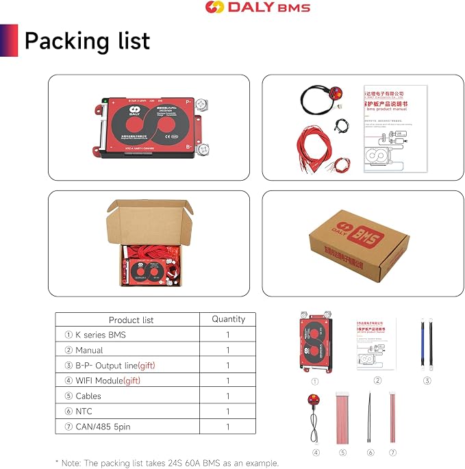 DALY Smart BMS 4S 12V 100A with WiFi Module and CAN 485 Communication Protection Board for Remote Monitoring of LifePO4 Lithium Battery Pack