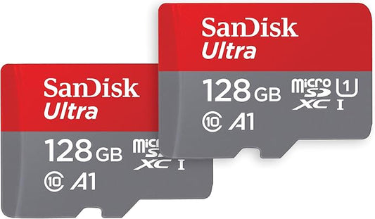 SANDISK 128GB (2-Pack) Ultra microSDXC UHS-I Memory Card (2x128GB) with Adapter - SDSQUAB-128G-GN6MT