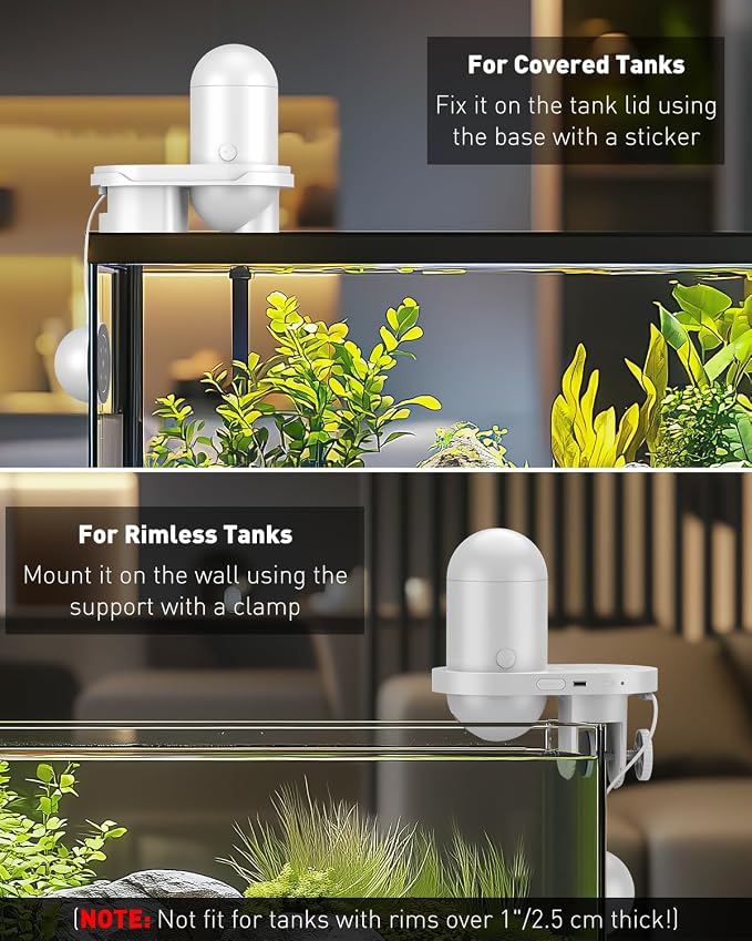 Pawfly WiFi Automatic Fish Feeder for Aquariums, Smart Auto Fish Food Dispenser with App Control 2.5 K HD Video & Timer, 230 mL Vacation Feeder for Powder Pellets & Small Pillars, USB Powered