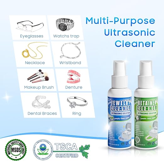 Ultrasonic Jewelry Cleaner Machine, 45kHz Sonic Cleaner for Rings, Glasses, Braces, 550ml Stainless Steel Tank with 2x100ml Cleaning Solution, 5 Timer & 3 Power for Home, Jewelry Store, Dental Care | ultrasonic jewelry cleaner 550ml stainless steel tan...