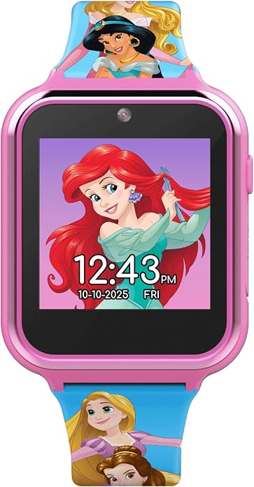 Accutime Disney's Princess Kids' Touchscreen Interactive Smartwatch, Built in Selfie-Camera, Easy-to-Buckle Strap, Model: PN4258AZ