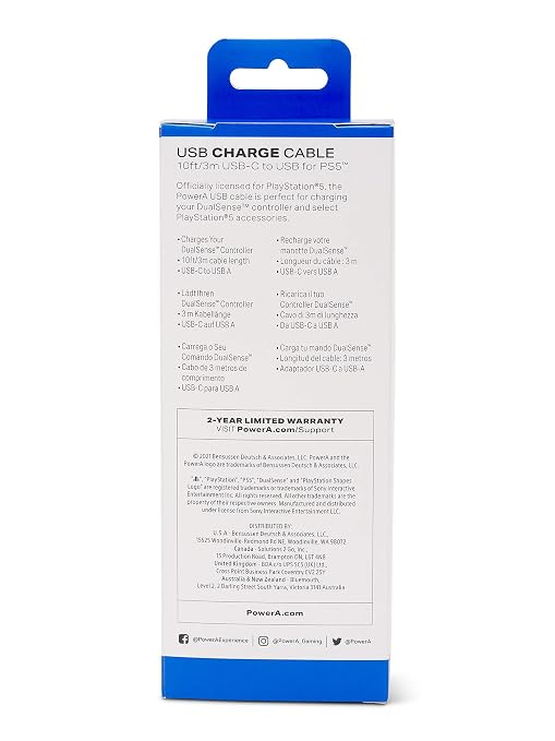 PowerA USB-C Cable for PlayStation 5