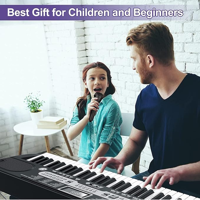 61 Keys Piano Keyboard, Electronic Digital Piano with Built-In Speaker Microphone, Portable Keyboard Gift Teaching for Beginners, Electric Piano for Birthday Gift
