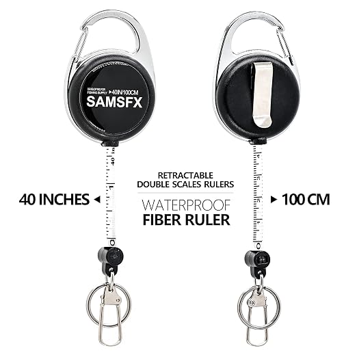 SAMSFX Tape Measure Retractor Fly Fishing Zinger Retractors Carabiner Style Clip on Back Tether Tools Badge Holder (1PC in Pack)
