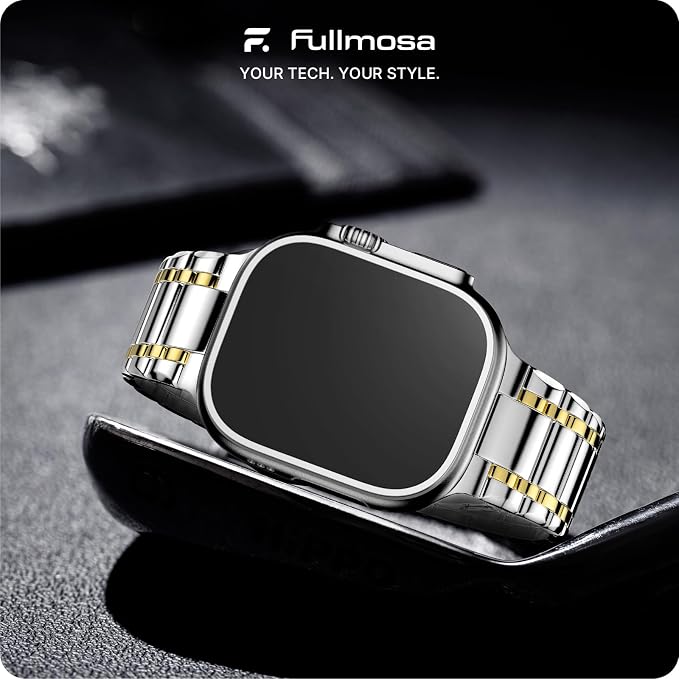 Fullmosa Bands Compatible with Apple Watch Band 49mm Ultra3 2 1, Stainless Steel iWatch Band with Case for Apple Watch, Silver and Gold