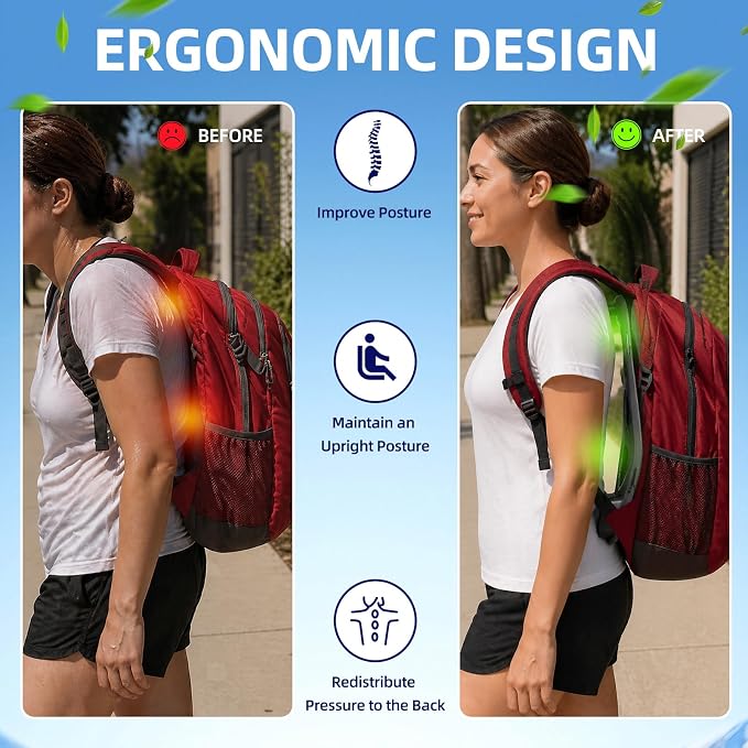 Backpack Cooling System with Active Airflow Spacer, Anti-Sweat Ventilation Frame for Commuting & Business Travel, Ergonomic Sweaty Back Relief Support, Lightweight 0.9 lbs