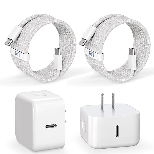 6FT Fast Charger for iPhone 17/16,2Pack 40W Dynamic Foldable Type C Power Adapter with 60W Max with 6FT Fast Charging Woven Cable for iPhone 17 Pro Max/17/Air/16/16 Pro/15Pro Max,iPad Pro/Air/Mini