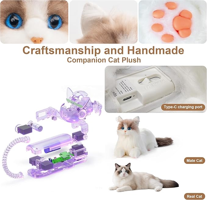 Chongker 24.8" Interactive Robot Cat Plush Stuffed Animal Interactive Pet with Touch Control, Kitten Electronic Pet Robotic Kitty Toy (Interactive Cat 1.1)