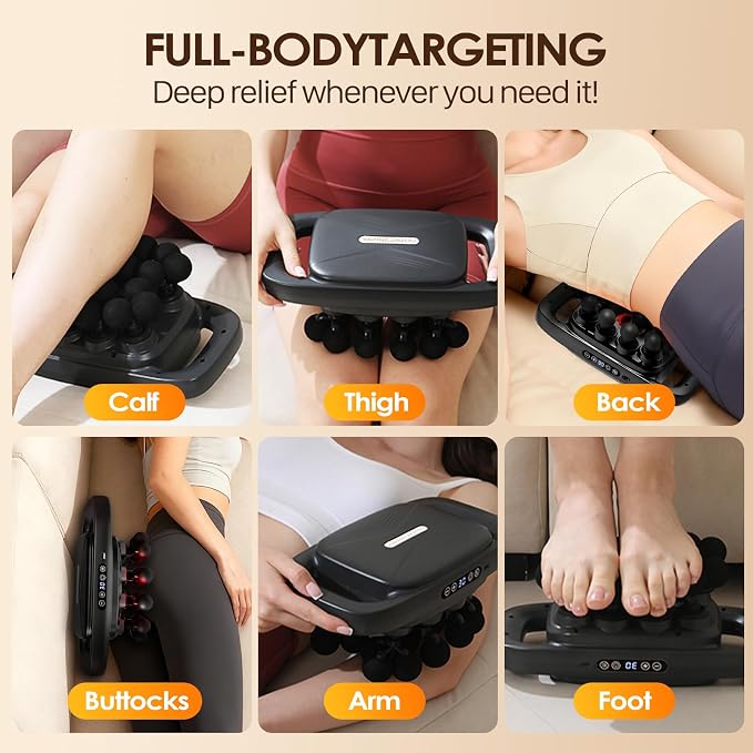 20-Head Massage Gun Set, Deep Tissue Percussion Massager with 3 Modes & 30 Intensities, Muscle Massager Pain Relief Portable Massage Gun for Back/Legs/Waists (Black, 20-Head)