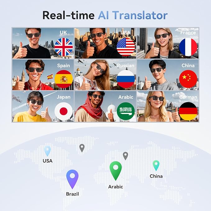 EarlySincere 2026 Ai Smart Glasses for Men Women, 8mp 4k Hd Camera Glasses, 410mah Battery, Supports Photo/Video/Audio Recording, Ai Voice Control, Ai Glasses with Bluetooth Calling(Sunglasses)