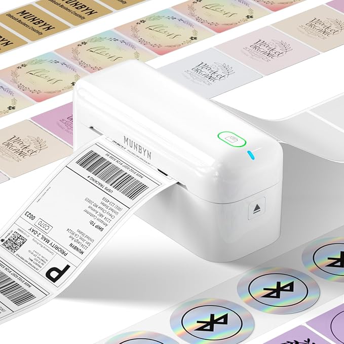 MUNBYN Bluetooth Thermal Label Printer RealWriter RW402B, 4x6 Shipping Label Printer for Small Business, Compatible with Android, iPhone and Windows, Mac, Chromebook