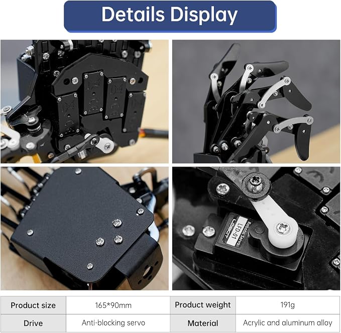Robot Hand Five Fingers Solely Movement Bionic Robot Mechanical Arm DIY, Right Hand