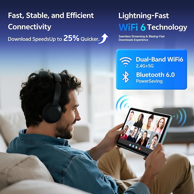 SVITOO Android Tablet 10 Inch, Android 15 Tablet for Kids Adults, 20GB RAM 64GB Storage 1TB Expandable, Dual Cameras 8MP 2MP, 6000mAh Dual Speakers WiFi 6 Blue