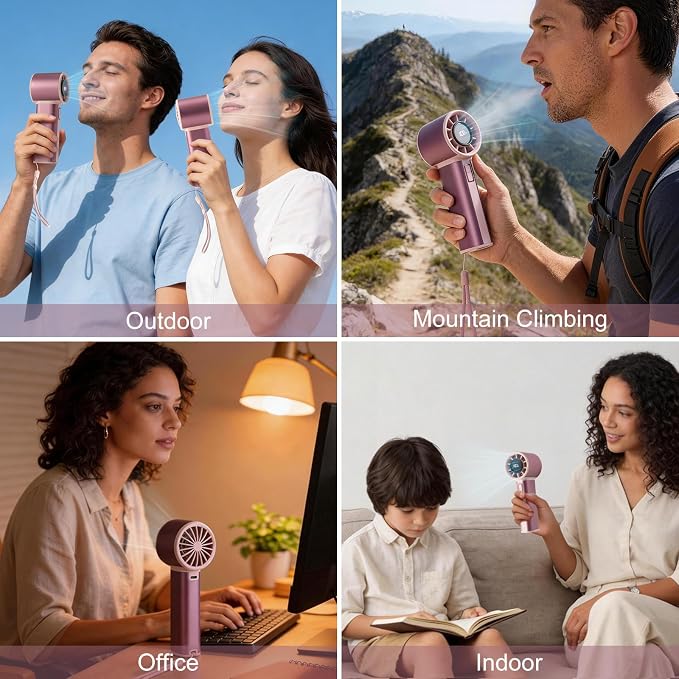 Handheld Turbo Fan with 1-100 Speed - 15H Max Cooling Mini Portable Fan, Metal Personal Air Cooler for Commute and Travel, Gifts for Men and Women, RoseGold