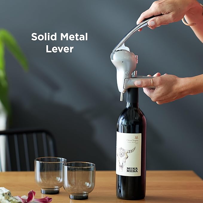 Rabbit Lever Corkscrew Wine Opener with Built-In Foil Cutter – Easy-to-Use Manual Wine Bottle Opener for All Cork Types, Ergonomic Design for Effortless Uncorking