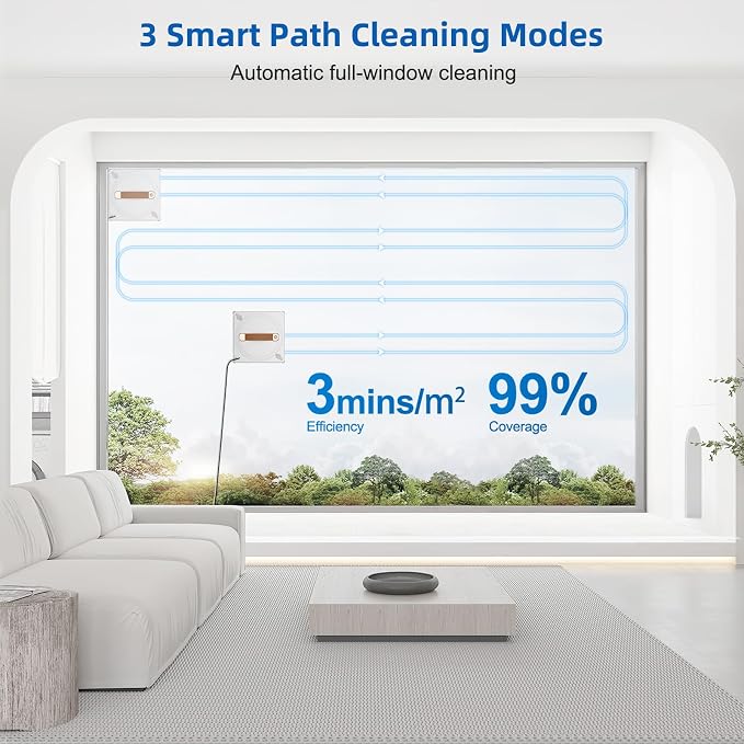 Lcoco&Dream GLE 350 Window Cleaning Robot with 2-Nozzle Dual Spray, Smart Path Planning & Cleaning Modess, Remote Control Smart Window Robot for High-Rise Windows, Mirrors & Glass Doors & Marble