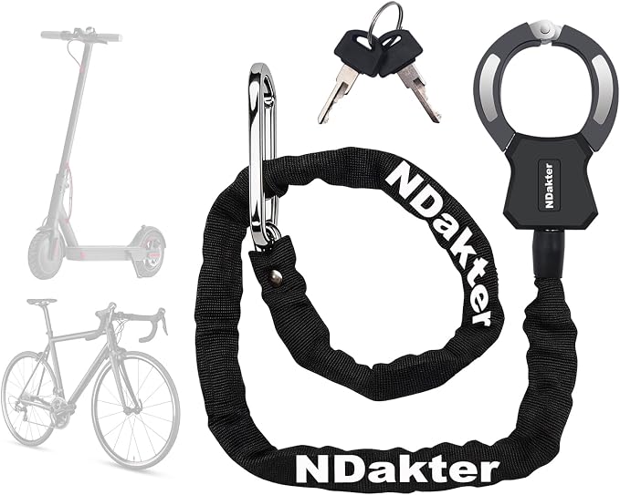 NDakter Electric Scooter Lock Anti Theft with 2 Keys, 42 Inch High Security Bike Chain Lock, Suitable for Scooter, Electric Bike, Door, Gate, Fence and Daily Use at School & Park & Home